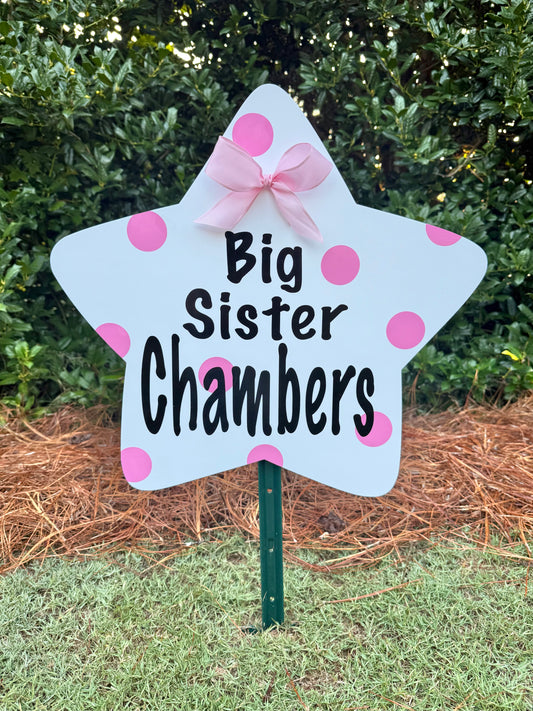 brother sister sibling star message birth lawn yard celebration sign 
