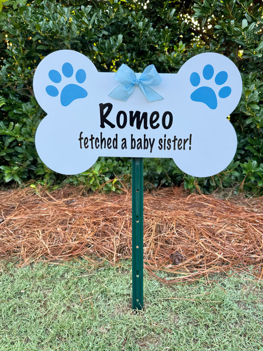 dog bone birth lawn yard celebration sign 